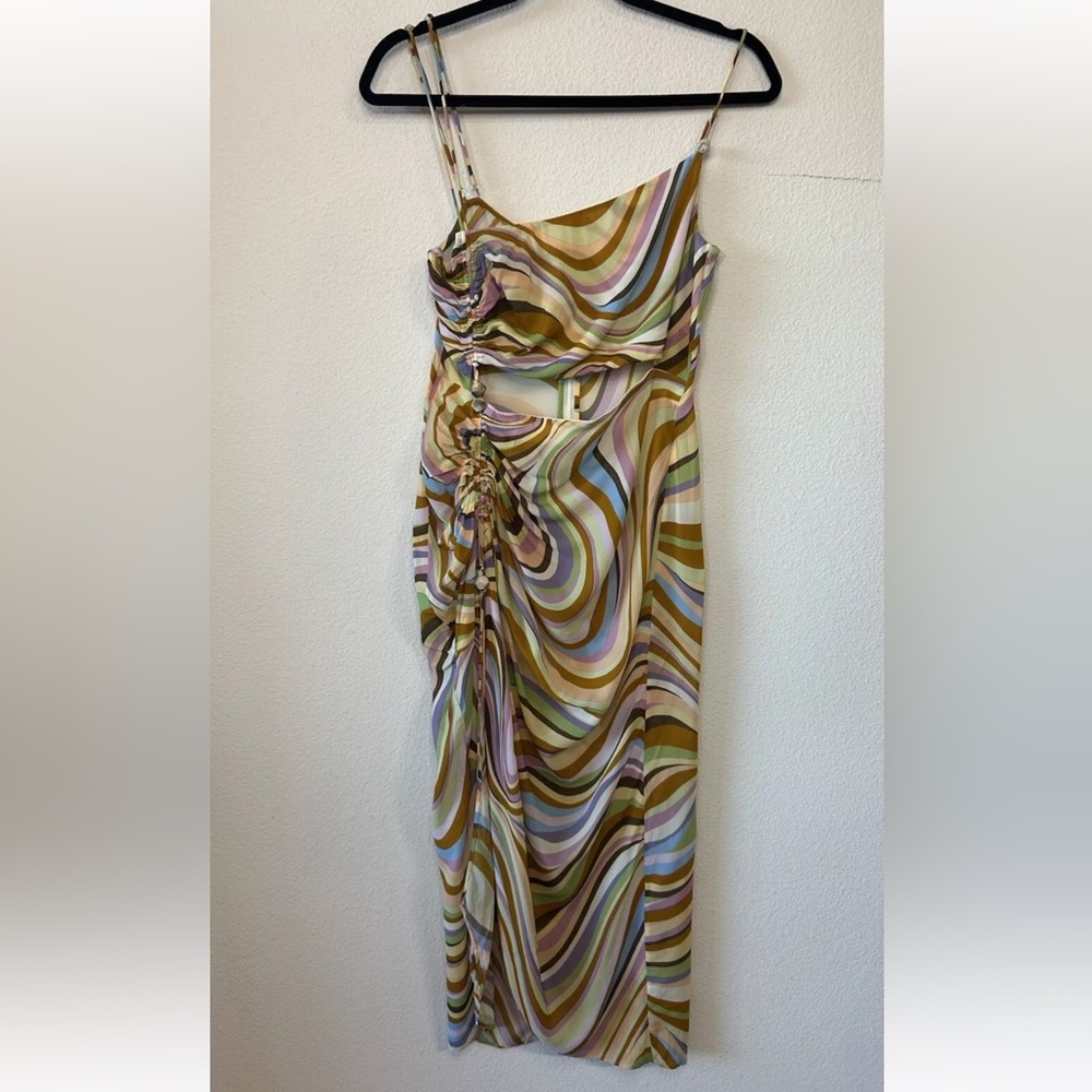 Song Of Style 70s Psychedelic Marble Printed Sexy Maxi Dress Beachy Shells S